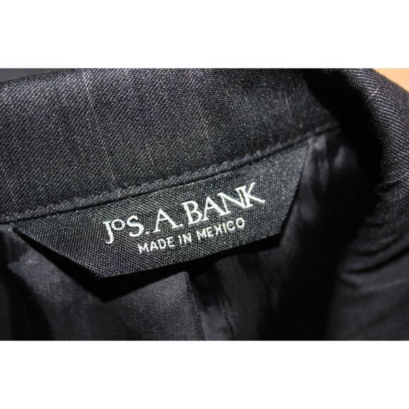 Jos A Bank Black Striped Wool 2 Piece Suit Men's 2 Btn 46L Pleated Fronts 39" W - Picture 7 of 13